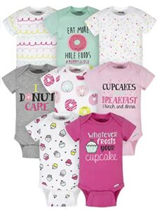 onesies brand baby girls 8-pack short sleeve mix & match bodysuits and toddler t shirt set, pink sweet treats, 0-3 months us