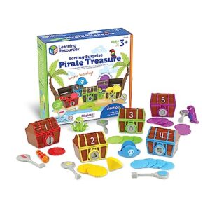 learning resources sorting surprise pirate treasure - 30 pieces, ages 3+ color, sorting & matching skills toy, fine motor skills toys for toddlers, preschool learning toys