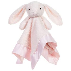 apricot lamb stuffed animals pink bunny rabbit security blanket infant nursery character blanket luxury snuggler plush baby lovey(pink bunny, 13 inches)