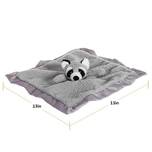 Apricot Lamb Stuffed Animals Raccoon Security Blanket Infant Nursery Character Blanket Luxury Snuggler Plush Baby Lovey(Raccoon, 13 Inches)