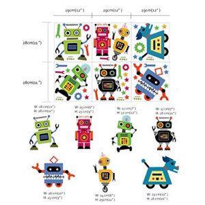 Runtoo Robots Wall Decals Educational Wall Art Stickers for Classroom Kids Boys Bedroom Wall Décor