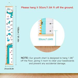 Outivity Growth Chart for Kids, Height Chart for Kids/Boys/Girls/Baby, Canvas & Wooden, Removable Growth Height Chart, Wall Room Decor - Dinosaur