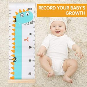 Outivity Growth Chart for Kids, Height Chart for Kids/Boys/Girls/Baby, Canvas & Wooden, Removable Growth Height Chart, Wall Room Decor - Dinosaur