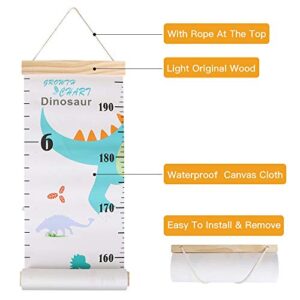 Outivity Growth Chart for Kids, Height Chart for Kids/Boys/Girls/Baby, Canvas & Wooden, Removable Growth Height Chart, Wall Room Decor - Dinosaur