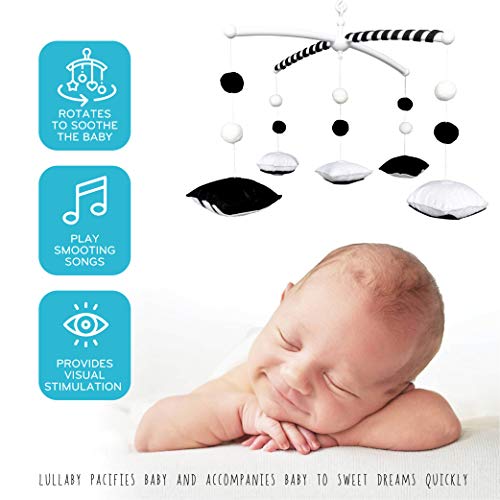 EVERLOVE | Montessori Baby Mobile for Crib - Black and White Mobile Give Visual Stimulation to Engage Your Newborn - for Boys & Girls