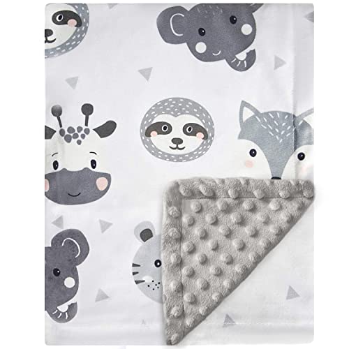 BEILIMU Baby Blanket Super Soft Plush with Double Layer Dotted Backing, Lovely Brown Animals Printed Unisex Design Receiving Blanket, 30x40 Inch