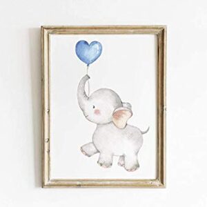 iMagitek Set of 6 Unframed Baby Boy Nursery Wall Art Prints, Blue Elephant Nursery Wall Decor, Elephants with Blue Balloons Wall Art Decorations for Baby Boy Nursery, Boy's Room (8" x 10")