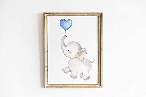 iMagitek Set of 6 Unframed Baby Boy Nursery Wall Art Prints, Blue Elephant Nursery Wall Decor, Elephants with Blue Balloons Wall Art Decorations for Baby Boy Nursery, Boy's Room (8" x 10")