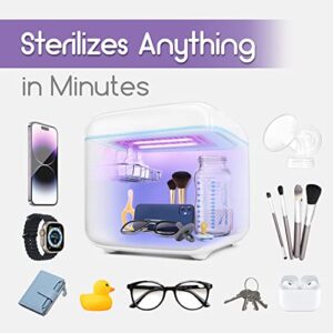 Papablic 4-in-1 UV Light Sanitizer | UV Sterilizer and Dryer Pro | UV Sterilizer Box with Dual UV-C Lamps for Babies & Whole Family | Large Capacity | Touch Control