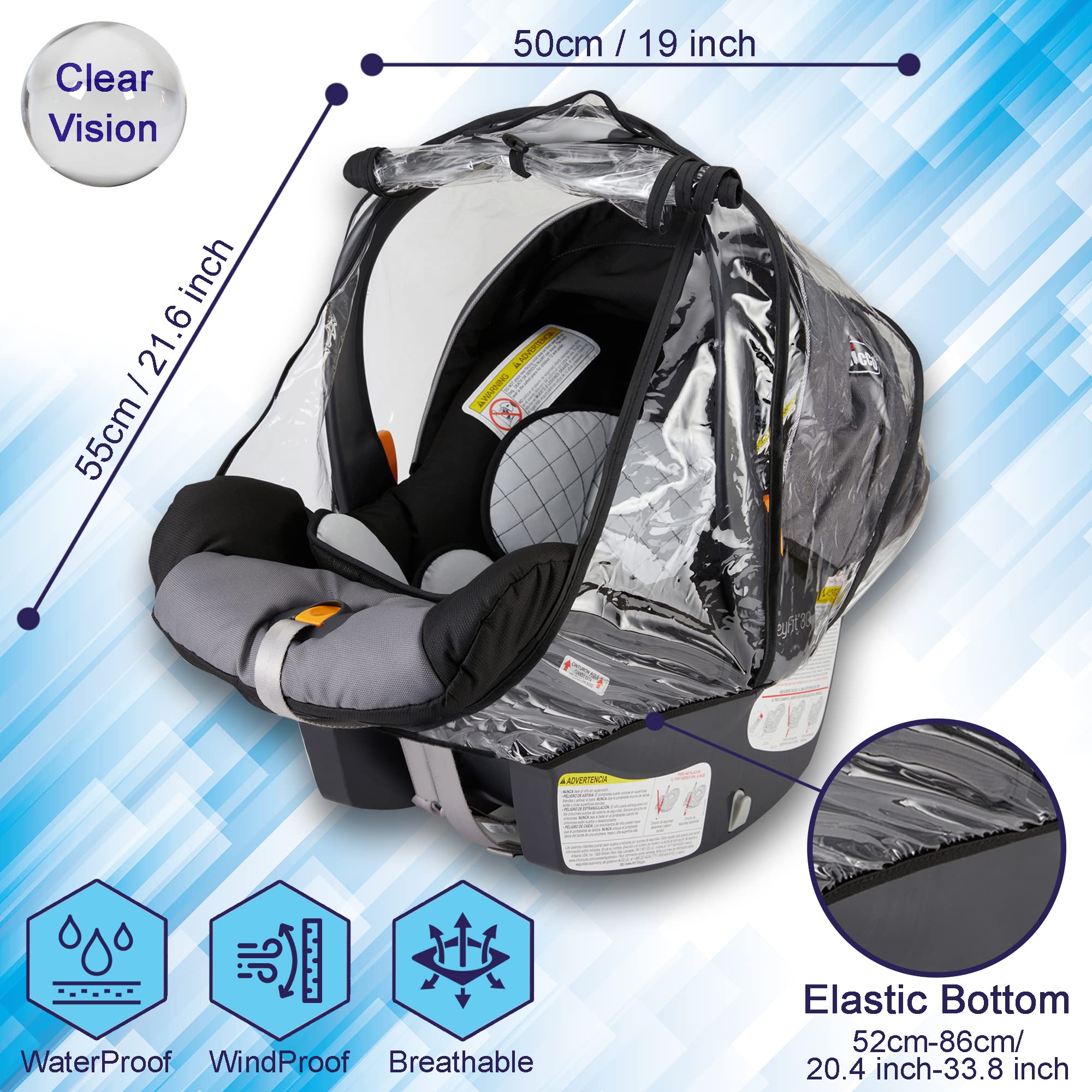 Baby & Beyond's Car Seat Rain Cover, Universal Car Seat Rain and Weather Shield, Raincover Features Quick-Access Zipper Door and Side Ventilation