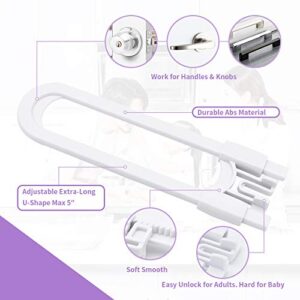 Sliding Cabinet Child Safety Locks-GRANDOTO U Slide Door Locking for Childproof Safe Latch & Baby Proofing Lock for Wardrobe,Kitchen,Bathroom,Drawer,Fridge,Cupboard Doors Knobs & Handles (4Pack White)