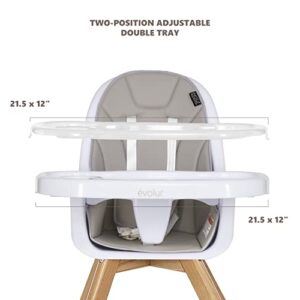Evolur Zoodle 2 in 1 Baby High Chair in Light Grey, Easy to Clean, Adjustable and Removable Tray, Compact and Portable Convertible High Chair for Babies and Toddlers
