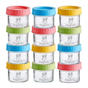 pandaear (12 pack) glass baby food storage jars | 4 oz reusable small containers freezer storage with airtight lids leak proof | microwave & dishwasher safe | infants kids babies