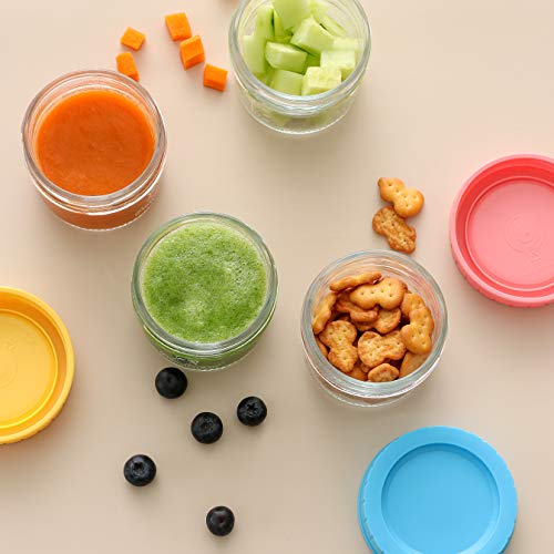 PandaEar (12 Pack) Glass Baby Food Storage Jars | 4 oz Reusable Small Containers Freezer Storage with Airtight Lids Leak Proof | Microwave & Dishwasher Safe | Infants Kids Babies