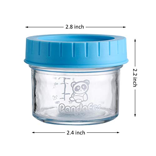 PandaEar (12 Pack) Glass Baby Food Storage Jars | 4 oz Reusable Small Containers Freezer Storage with Airtight Lids Leak Proof | Microwave & Dishwasher Safe | Infants Kids Babies