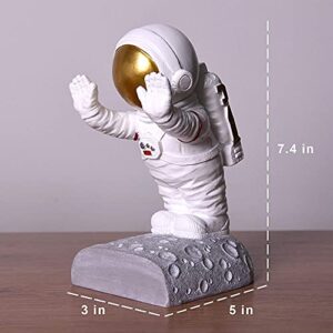 Joyvano Astronaut Bookends - Book Ends to Hold Books - Space Decor Bookends for Kids Rooms - Bookends for Heavy Books - Unique Book Holders with Anti-Slip Base (Gold)