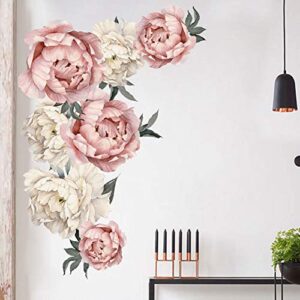 flowers wall decals floral wall stickers peel and stick pink peonies wall murals rose flower wall decor for bedroom girls room living room nursery