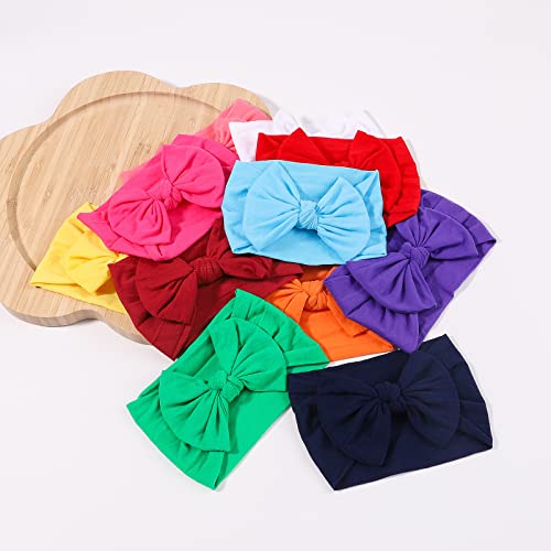 jollybows 20pcs Baby Girls Nylon Headbands Turban Hair Bows Hair Band Elastic Hair Accessories for Kids Toddlers Infants Newborn