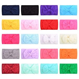 jollybows 20pcs Baby Girls Nylon Headbands Turban Hair Bows Hair Band Elastic Hair Accessories for Kids Toddlers Infants Newborn