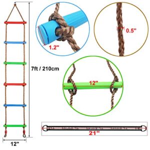 Xinlinke Climbing Rope Ladder Kids Tree Swing with Hanging Strap, Indoor and Outdoor Backyard Playground Play Swing Sets Climber Training Accessories Attachment