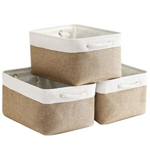 sacyic fabric storage baskets rectangular baskets baskets for organizing fabric basket for shelves decorative baskets for toys empty gift baskets cloth baskets for storage (white&khaki)