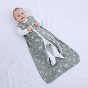 Owlivia Baby Sleep Sack Sleeping Bag with 2-Way Zipper,100% Organic Cotton Wearable Blanket,Unisex Sleep Sack(Feather Green, 18-24 Months)