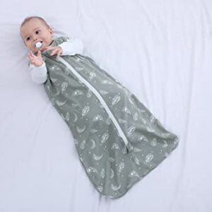 Owlivia Baby Sleep Sack Sleeping Bag with 2-Way Zipper,100% Organic Cotton Wearable Blanket,Unisex Sleep Sack(Feather Green, 18-24 Months)