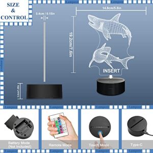 Lampeez Kids 3D Shark Night Light Optical Illusion Lamp with 16 Colors Remote Control Changing Birthday Gift Idea for Boys and Girls