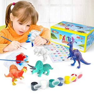 BAODLON Kids Arts Crafts Set Dinosaur Toy Painting Kit - 10 Dinosaur Figurines, Decorate Your Dinosaur, Create a Dino World Painting Toys Gifts for 5, 6, 7, 8 Year Old Boys Kids Girls Toddlers