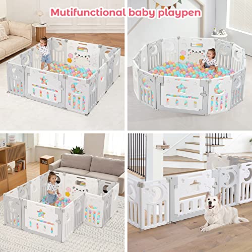 Baby Playpen, Dripex Foldable Playpen for Babies and Toddlers, Baby Fence Play Area, Custom Shape, Easy Assemble and Storage, Play Yard for Babies Safety, Indoor Outdoor Baby Play Pen