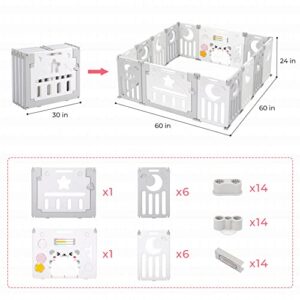 Baby Playpen, Dripex Foldable Playpen for Babies and Toddlers, Baby Fence Play Area, Custom Shape, Easy Assemble and Storage, Play Yard for Babies Safety, Indoor Outdoor Baby Play Pen