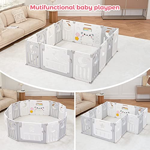 Baby Playpen, Dripex Foldable Playpen for Babies and Toddlers, Baby Fence Play Area, Custom Shape, Easy Assemble and Storage, Play Yard for Babies Safety, Indoor Outdoor Baby Play Pen