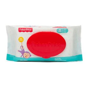 Fisher Price Baby Wipes Unscented, Hypoallergenic, Water Baby Diaper Wipes for Newborn and Sensitive Skin - Flip Top - 80 Count (Pack of 3) 240 Wipes