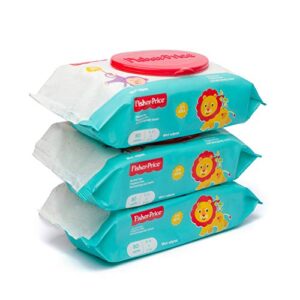fisher price baby wipes unscented, hypoallergenic, water baby diaper wipes for newborn and sensitive skin - flip top - 80 count (pack of 3) 240 wipes
