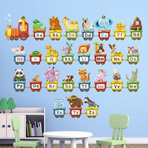 decowall ba-2006 animal alphabet train kids wall stickers abc decals peel and stick removable wall stickers for kids nursery bedroom living room d?cor jungle education