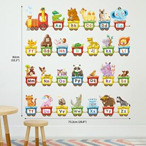 DECOWALL BA-2006 Animal Alphabet Train Kids Wall Stickers ABC Decals Peel and Stick Removable Wall Stickers for Kids Nursery Bedroom Living Room d?cor Jungle Education