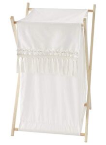 sweet jojo designs ivory neutral boho bohemian baby kid clothes laundry hamper - solid color beige cream off white farmhouse chic unisex minimalist tassel fringe macrame cotton gender neutral