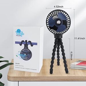 【2023 New 】Stroller Fan, Portable Pram Fan Small Personal With Flexible Tripod Clip On Fan for Crib, Office, Treadmill, Bike, Travel, Car Seat, Camping and desktop