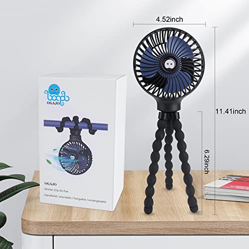 【2023 New 】Stroller Fan, Portable Pram Fan Small Personal With Flexible Tripod Clip On Fan for Crib, Office, Treadmill, Bike, Travel, Car Seat, Camping and desktop