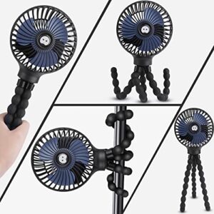 【2023 New 】Stroller Fan, Portable Pram Fan Small Personal With Flexible Tripod Clip On Fan for Crib, Office, Treadmill, Bike, Travel, Car Seat, Camping and desktop