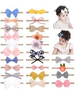 doboi 24pcs baby girls flower and hair bows headbands soft nylon hairbands elastic hair accessories for newborns infants toddlers and kids