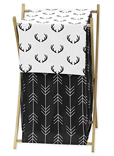 Sweet Jojo Designs Black and White Woodland Deer Baby Kid Clothes Laundry Hamper - Rustic Country Farmhouse Lumberjack Arrow