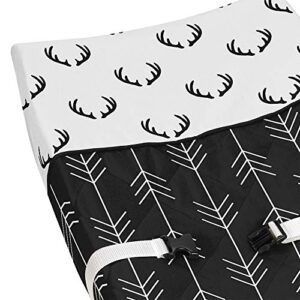 Sweet Jojo Designs Black and White Woodland Deer Boy Baby Nursery Changing Pad Cover - Rustic Country Farmhouse Lumberjack Arrow