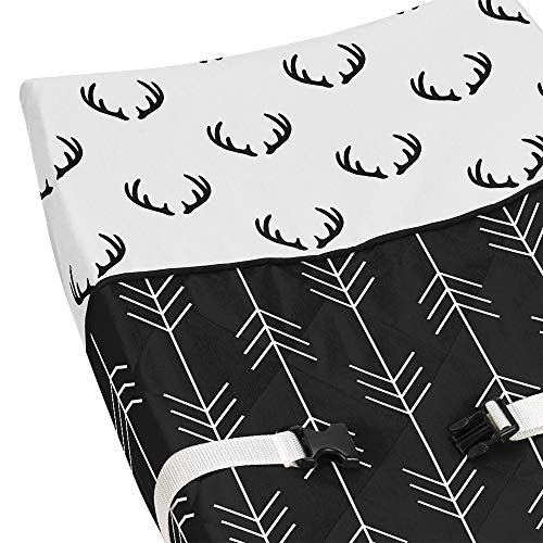 Sweet Jojo Designs Black and White Woodland Deer Boy Baby Nursery Changing Pad Cover - Rustic Country Farmhouse Lumberjack Arrow