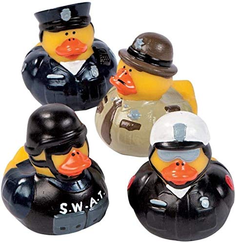12 Police Rubber Ducks - Police Party Favors for Kids and Adults, Police Party Decorations, Birthday Party Supplies, Cops and Robbers Role Play - Police Appreciation Party Theme
