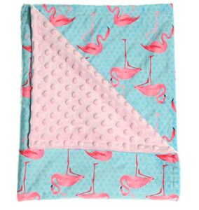 baby blanket super soft minky blanket with double layer dotted backing pink flamingo security blanket for newborns nursery stroller receiving toddlers crib bedding for boy or girl(30 x 47 inch)