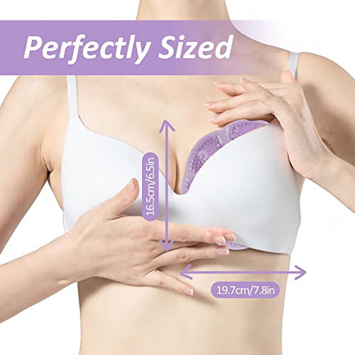 NEWGO Breast Ice Pack 2 Pack Gel Ice Pack for Breast Surgery, Reusable Nursing Ice Pack Hot or Cold Therapy Breast Pad for Breastfeeding, Engorgement Relief (Purple)