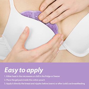 NEWGO Breast Ice Pack 2 Pack Gel Ice Pack for Breast Surgery, Reusable Nursing Ice Pack Hot or Cold Therapy Breast Pad for Breastfeeding, Engorgement Relief (Purple)