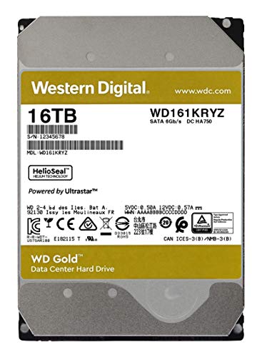 Western Digital 16TB WD Gold Enterprise Class Internal Hard Drive - 7200 RPM Class, SATA 6 Gb/s, 512 MB Cache, 3.5" - WD161KRYZ