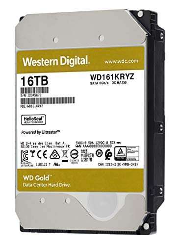 Western Digital 16TB WD Gold Enterprise Class Internal Hard Drive - 7200 RPM Class, SATA 6 Gb/s, 512 MB Cache, 3.5" - WD161KRYZ